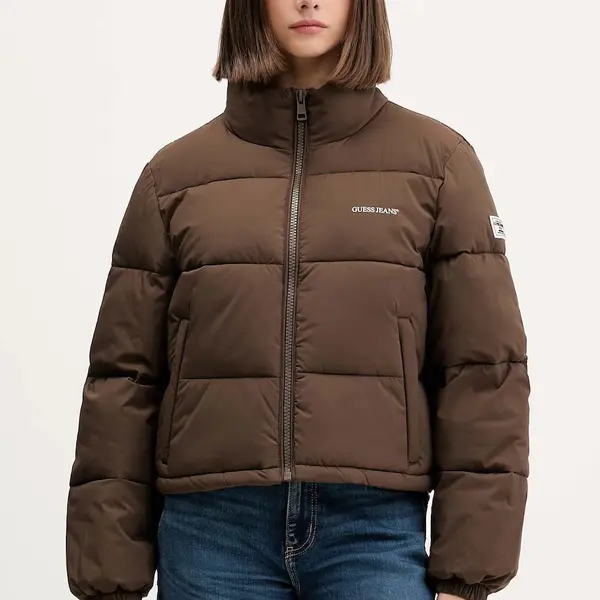 Bunda Guess Jeans dámská, tyrkysová barva, zimní, W4BL20 WGII2