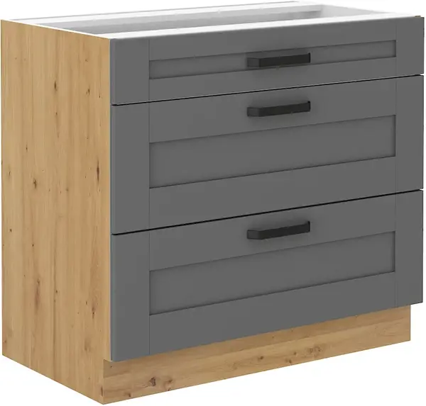 Spodní skříňka Luna 80 D 3S BB - Premium Box Barva korpusu: Dub artisan, Barva dvířek: Dust Grey