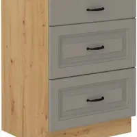 Spodní skříňka Stilo 60 D 3S BB - Premium Box Barva korpusu: Dub artisan, Barva dvířek: Clay Grey
