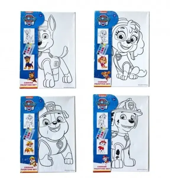 Malířské plátno s předt. obrázkem Paw Patrol/Tlapková patrola s barvami