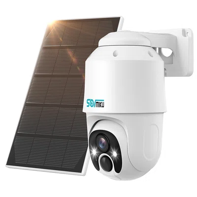 SOVMIKU CQ1A 2K Solar Security Camera 9000mAh Battery 2-Way Audio Motion Detection 360° View Pan/Tilt Color Night Vision