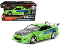 Brians 1995 Mitsubishi Eclipse Green with Graphics "Fast &amp; Furious" Movie 1/32 Diecast Model Car by Jada