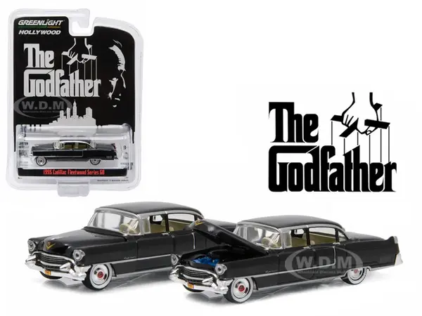 1955 Cadillac Fleetwood Series 60 Black "The Godfather" (1972) Movie "Hollywood Series" Release 14 1/64 Diecast Model Car by Greenlight
