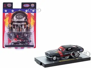 1969 Ford Mustang NHRA Funny Car Black Metallic with Red Stripes and Graphics Limited Edition to 3762 pieces Worldwide 1/64 Diecast Model Car by M2 M