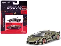Lamborghini Sian FKP 37 Green Metallic "Speed Icons" Series 1/64 Diecast Model Car by Maisto