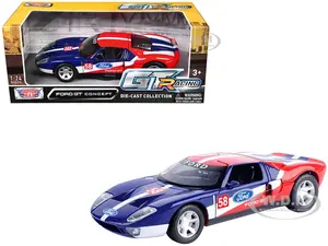 Ford GT Concept 58 Blue and Red with White Stripes "GT Racing" Series 1/24 Diecast Model Car by Motormax