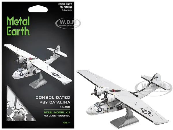 Model Kit Consolidated PBY Catalina Amphibious Aircraft "Miss Pick Up" United States Army Air Forces (Moderate Difficulty) Steel Model by Metal Earth