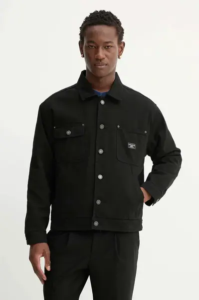 Džínová bunda Guess Jeans černá barva, přechodná, M5YL26 WHFR1