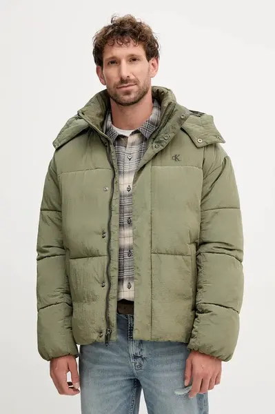 Bunda Calvin Klein Jeans zelená barva, zimní, LV04RD513G