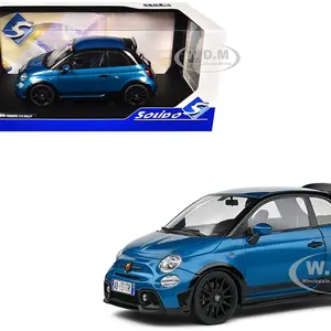 2022 Fiat 695 Abarth "Tributo 131 Rally" Podium Blue Metallic with Black Side Stripes 1/18 Diecast Model Car by Solido