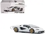 Lamborghini Countach LPI 800-4 White with Carbon Accents 1/64 Diecast Model Car by Pop Race