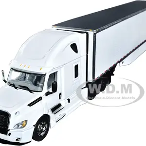 2018 Freightliner Cascadia High Roof Sleeper Cab with 53 Utility Reefer Trailer White 1/64 Diecast Model by DCP/First Gear