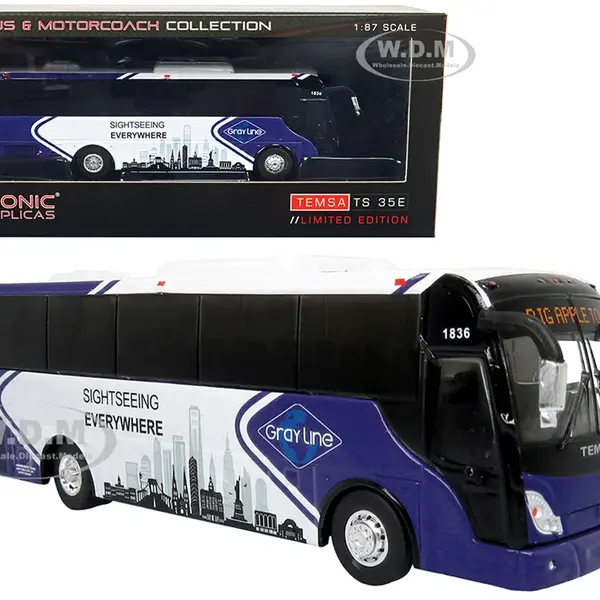 TEMSA TS 35E Bus New York City Gray Line "Sightseeing Everywhere - Big Apple Tour" "The Bus &amp; Motorcoach Collection" 1/87 (HO) Diecast Model by I