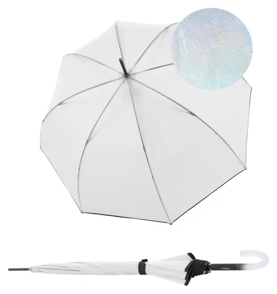 Priehľadný dáždnik Knirps C.760 Stick Transparent Stardust Black