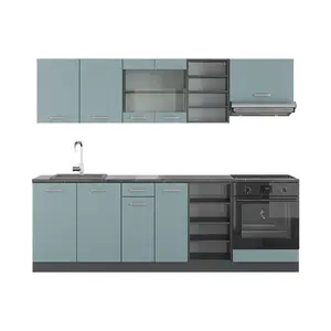 Vicco KUCHYŇSKÝ KOUT R-Line Modrošedá/antracitová 240 cm , PD Antracit