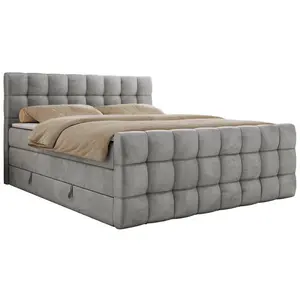 MKS POSTEL BOXSPRING ALTIVO KING DUO 140/200 - Světle šedá Samet - Topper T25 - H3