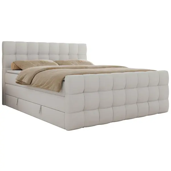 MKS POSTEL BOXSPRING ALTIVO KING DUO 200/200 - Bílá Ekokůže - Topper Visco - H3