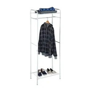 Relaxdays VĚŠÁK Bílý kovový se 2 policemi 166 cm