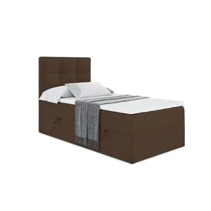 ALTDECOR AMERICKÁ postel s matrací H3 a roštem – MARCE – 90x200 – vlevo, hnědá