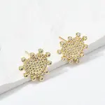 Brass Micro Pave Clear Cubic Zirconia Stud Earrings
