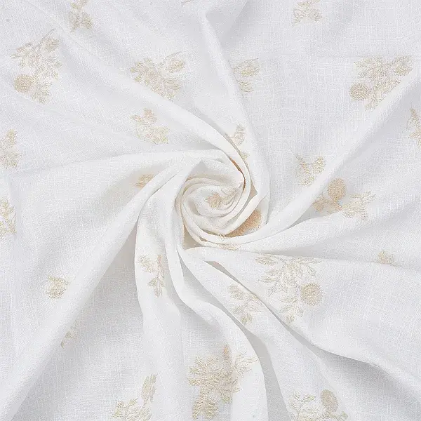 Cotton and Linen Embroidered Flower Fabric