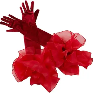 Velvet Long Finger Gloves