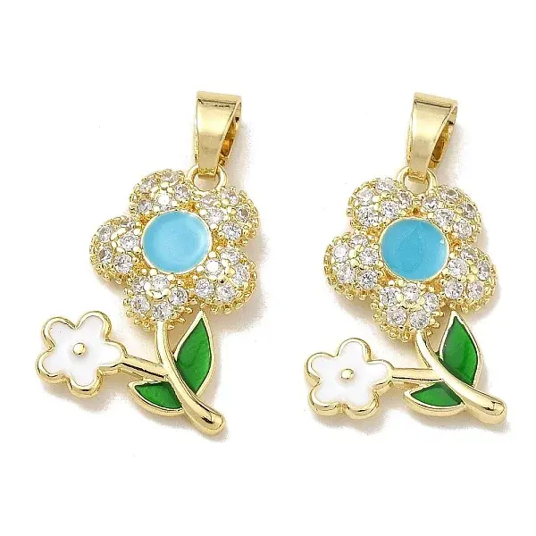 Brass Micro Pave Clear Cubic Zirconia Pendants