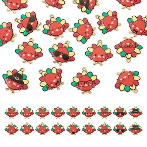 18Pcs 9 Styles Cute Printed Alloy Pendants