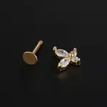 Stainless Steel Micro Pave Clear Cubic Zirconia Internally Threaded Labrets