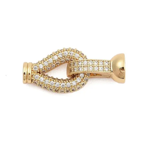 Brass Micro Pave Clear Cubic Zirconia Fold Over Clasps