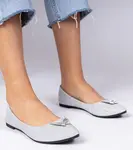 Gemre Silver women's glitter ballet flats with butterfly Denny