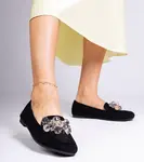Gemre Black moccasins decorated with Saredo crystals