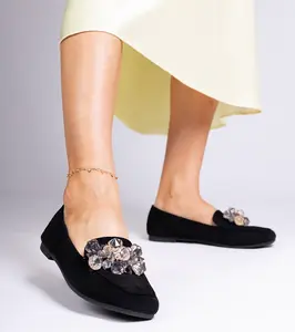 Gemre Black moccasins decorated with Saredo crystals