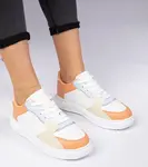 Gemre White and orange sports sneakers made of eco-leather Lavilia