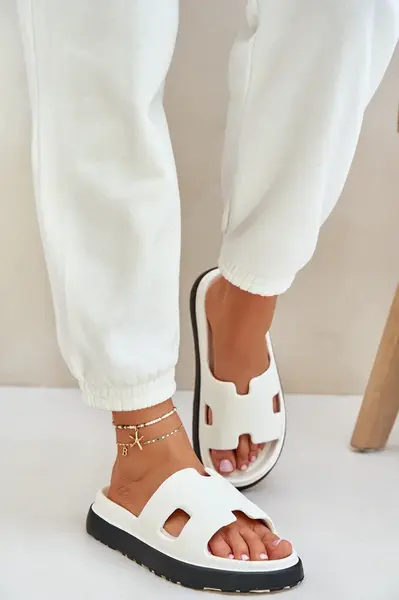 PS1 Pěnové Pantofle S Výřezy Bílé Neladith