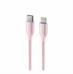Swissten Textile II USB-C/Lightning, 1,5m růžová