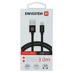Datový kabel Swissten Textile USB/USB-C, 3,0m, černý