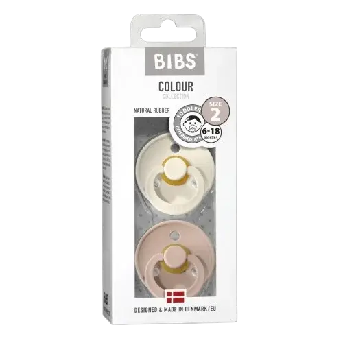 BIBS Colour symetrické dudlíky z přírodního kaučuku velikost 2, Ivory / Blush 2 ks