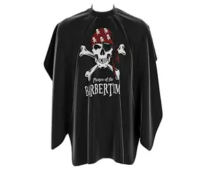 Pánská pláštěnka na stříhání vlasů a vousů Barbertime Black Pro Barber Cape XL - černá - Pirates of the Barbertime + dárek zdarma