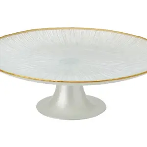 Podnos na dort a cukroví Dia 28x9,4 cm, bílá/zlatá