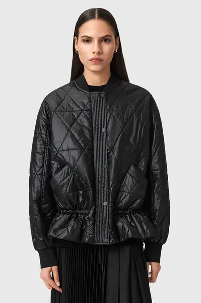 Bomber bunda AllSaints ALII černá barva, přechodná, oversize, W051OD