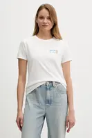 Bavlněné tričko MC2 Saint Barth dámské, tyrkysová barva, EMI0002