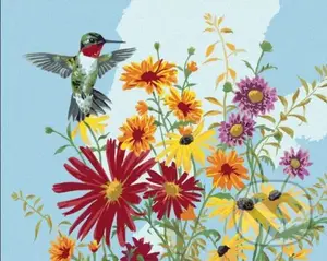 Malování podle čísel: Ledňáčk a květy Abraham Hunter