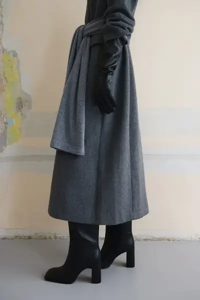 Kožené kozačky Answear.LAB černá barva, na podpatku