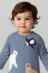 Dětské bavlněné tričko s dlouhým rukávem Mayoral modrá barva, 2061