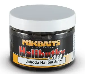Mikbaits pelety halibutky v dipu 8 mm 150 ml - jahoda halibut