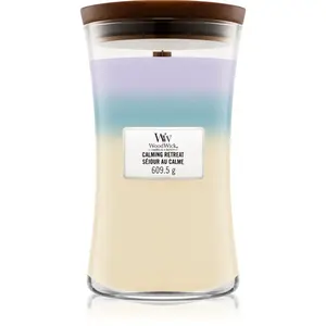 Woodwick Trilogy Calming Retreat vonná svíčka s dřevěným knotem 609.5 g