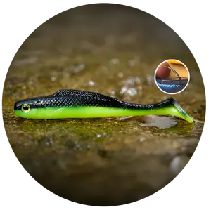 Redbass gumová nástraha ripper kicker black/signal yellow uv color - l 100 mm