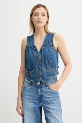 Džínová vesta Levi's modrá barva, jednořadá, 001WQ