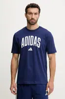Bavlněné tričko adidas Collegiate pánské, modrá barva, s potiskem, JM6417